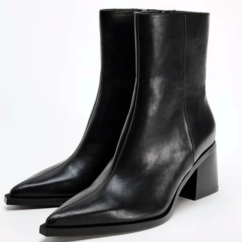 Chunky Heel Soft Leather Chels - Sock Boot Women review and price