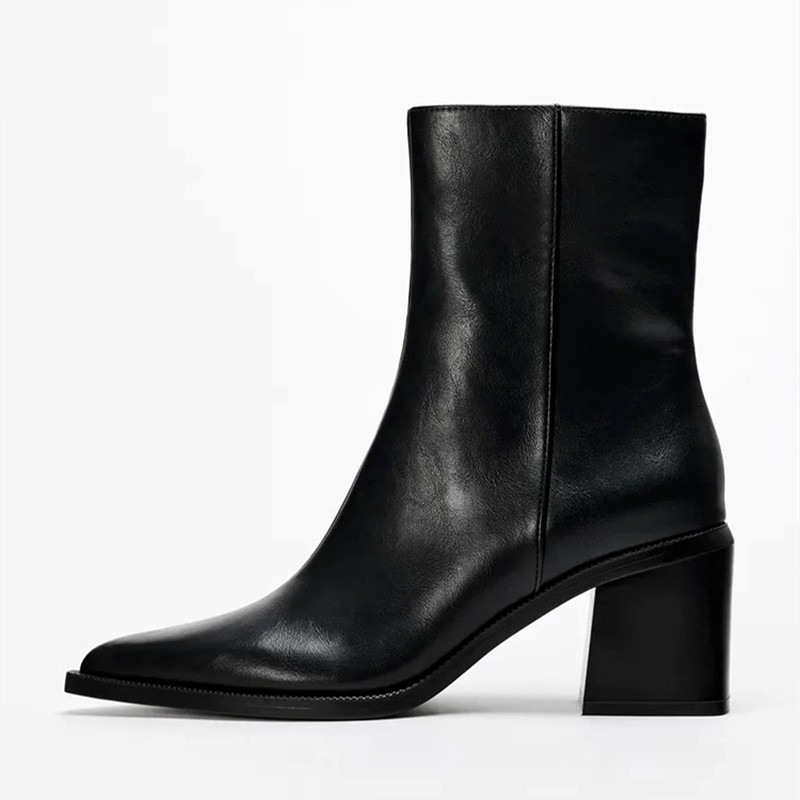 Chunky Heel Soft Leather Chels - Sock Boot Women review and price