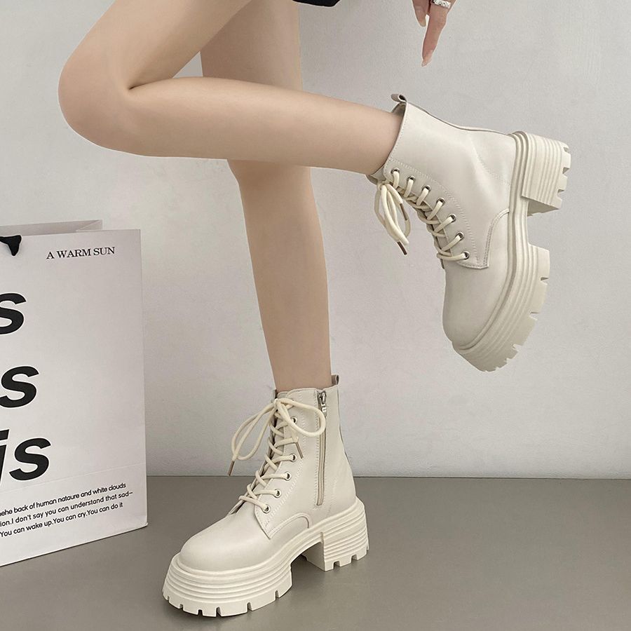 British style white thick sole - Sock Boot Women review and price