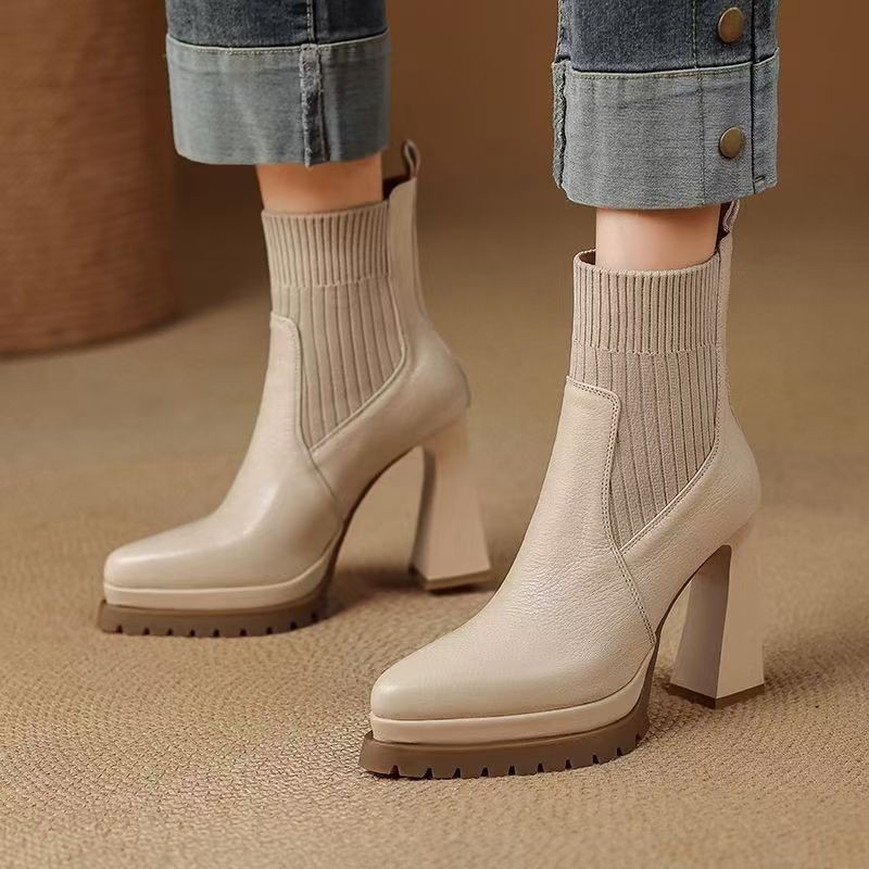 French Retro Pointed Toe Platf - Sock Boot Women review and price