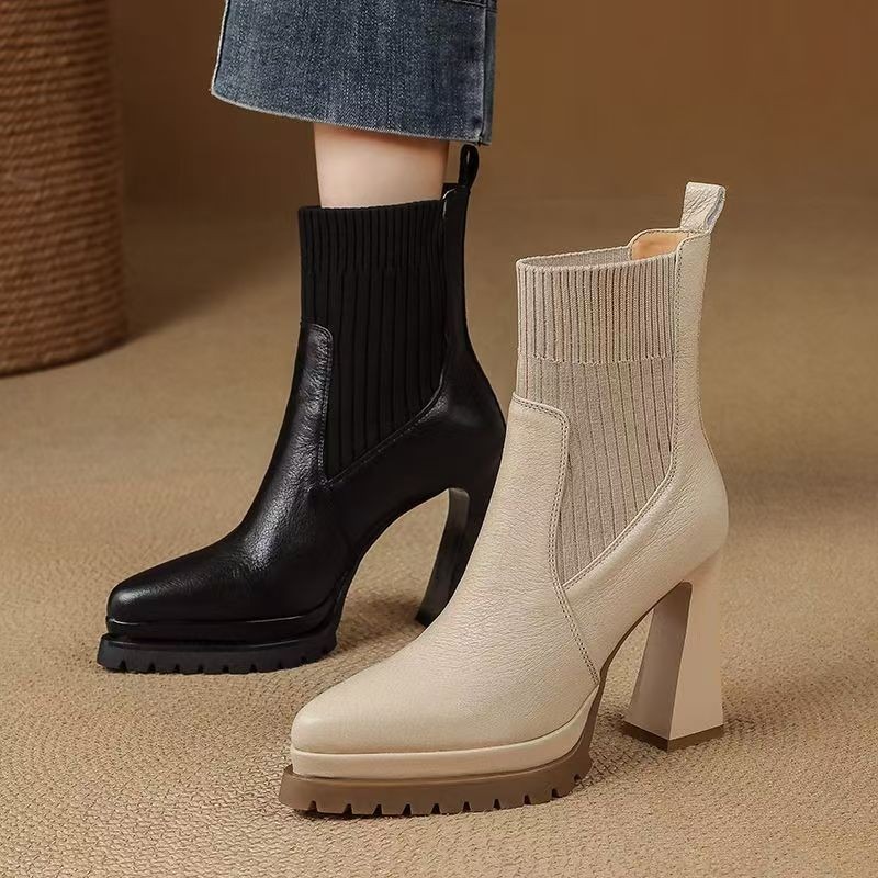 French Retro Pointed Toe Platf - Sock Boot Women review and price