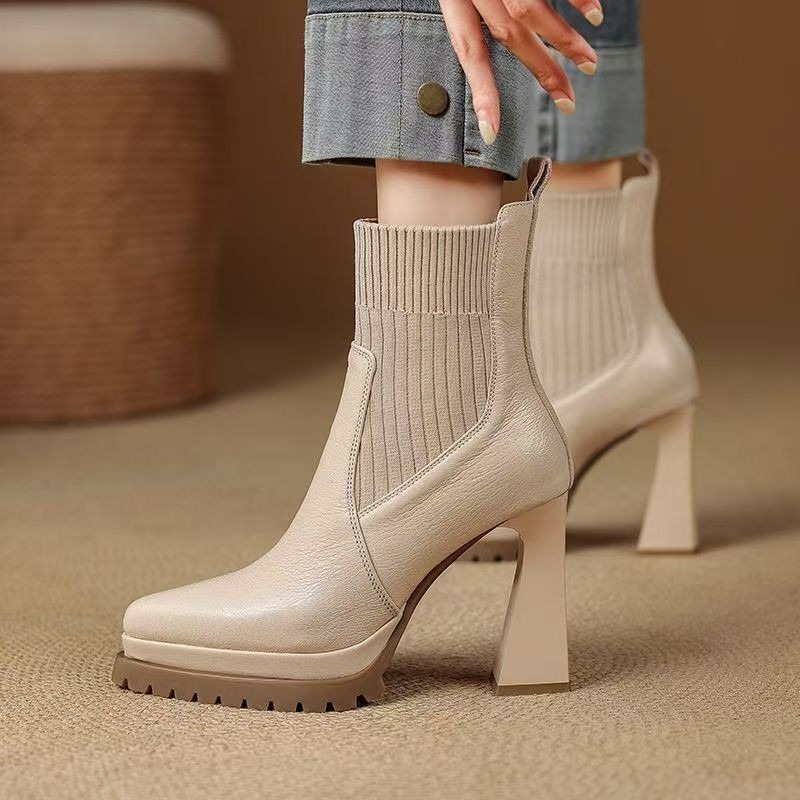 French Retro Pointed Toe Platf - Sock Boot Women review and price