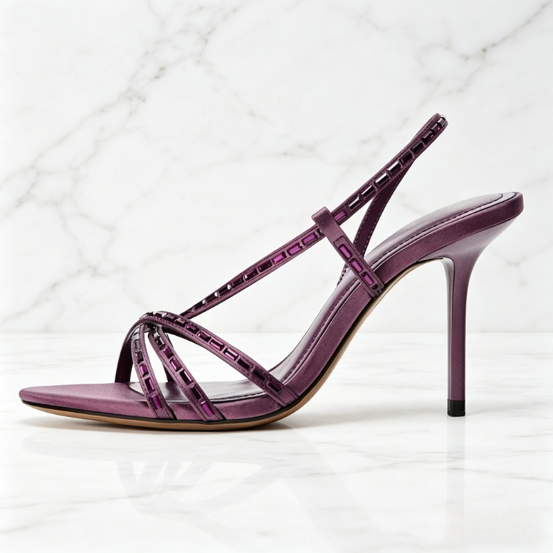 Purple Rhinestone Detail Heele - Women'S Shoes Quality review and price