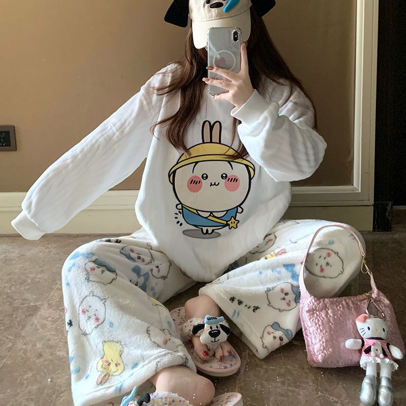 Cartoon Usagi Fleece Pajama Se - Women Shoes Xxl review and price