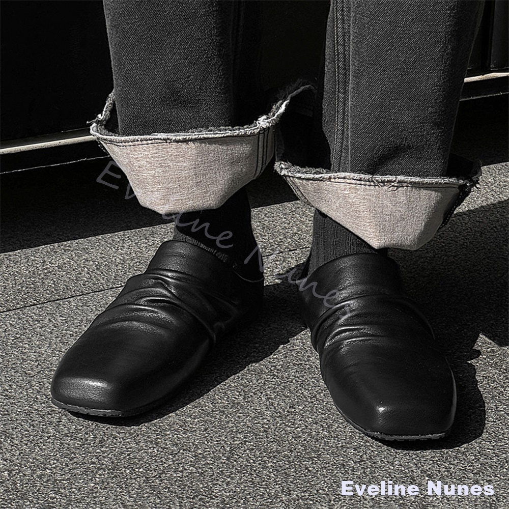 Black Soft Leather Ruched Mule - Mule Slip On review and price