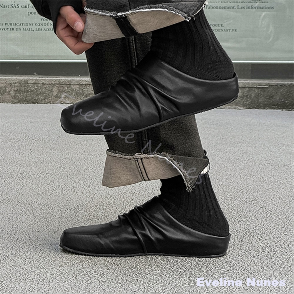 Black Soft Leather Ruched Mule - Mule Slip On review and price
