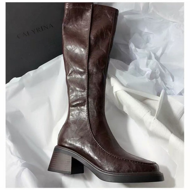 Round-toe Thick-soled Long Boo - Knee High Boots Women review and price