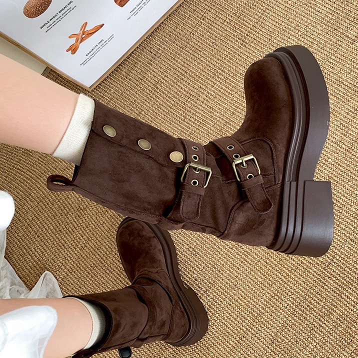 Retro British style thick sole - Sock Boot Women review and price