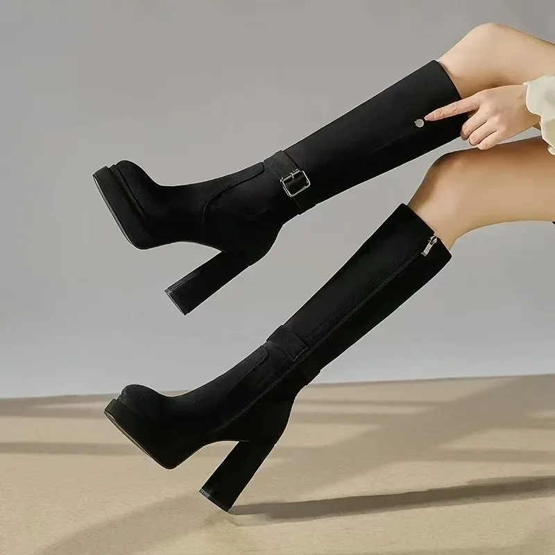 Women Platform Thick High Heel - Knee High Boots Women review and price
