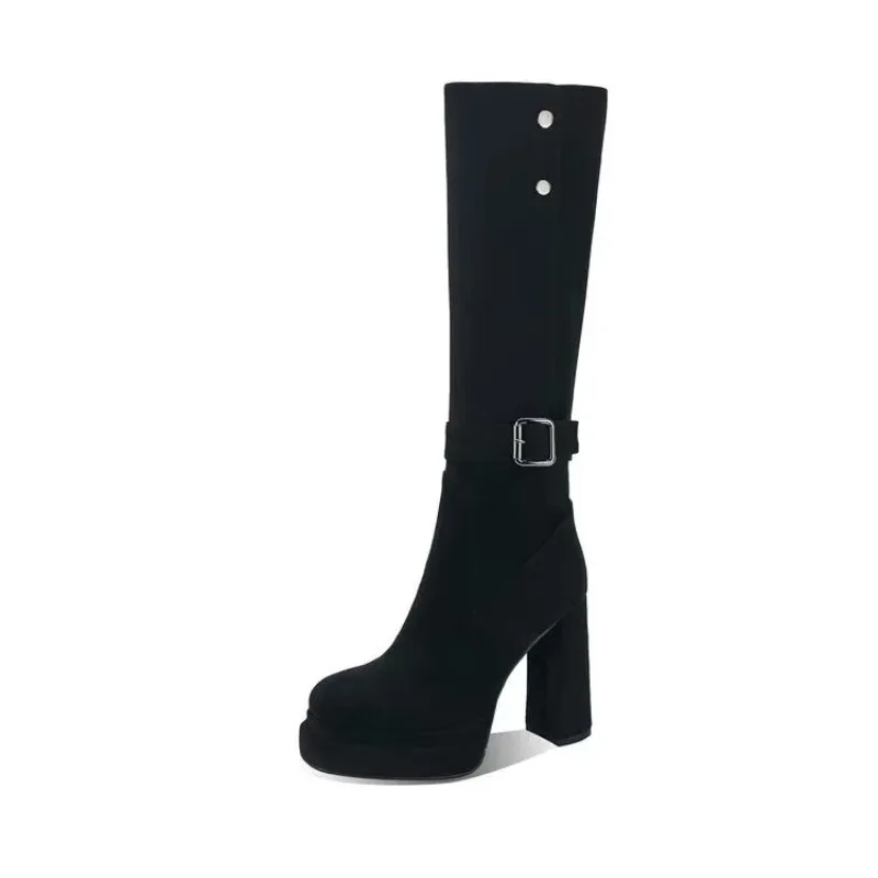 Women Platform Thick High Heel - Knee High Boots Women review and price