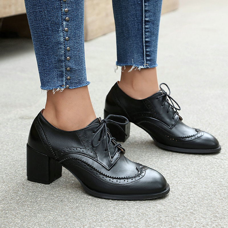 Plus Size 36-48 Brown Black Co - Oxford Lace Up Women review and price